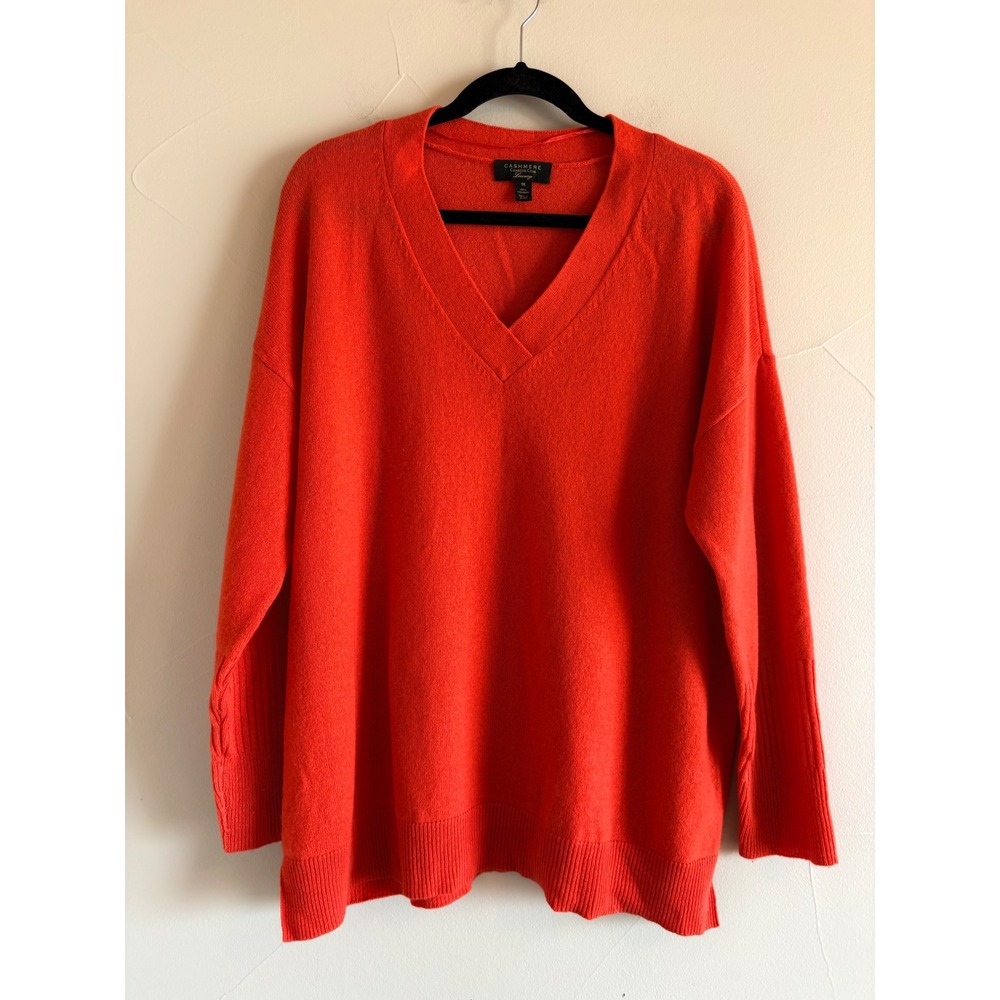 Charter Club Luxury 100% Cashmere V-Neck Sweater Orange Plus Size 1X FA20